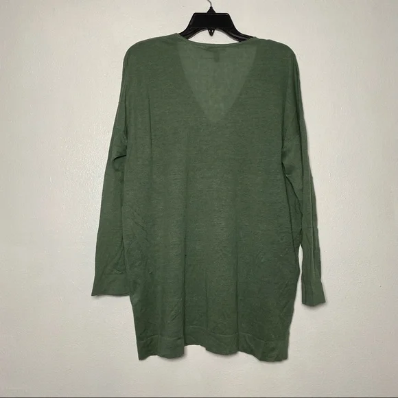 Eileen Fisher V Neck Tunic Sweater Green Nori M XL - Picture 7 of 11